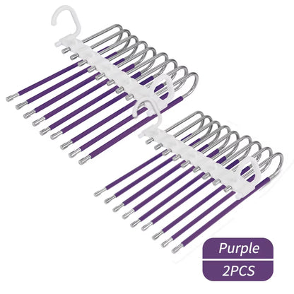 Upgrade 9 Layers Pants Hangers Space Saving, Jeans Hangers Non Slip Stainless Steel Multifunctional Rack S-Type Closet Organizer