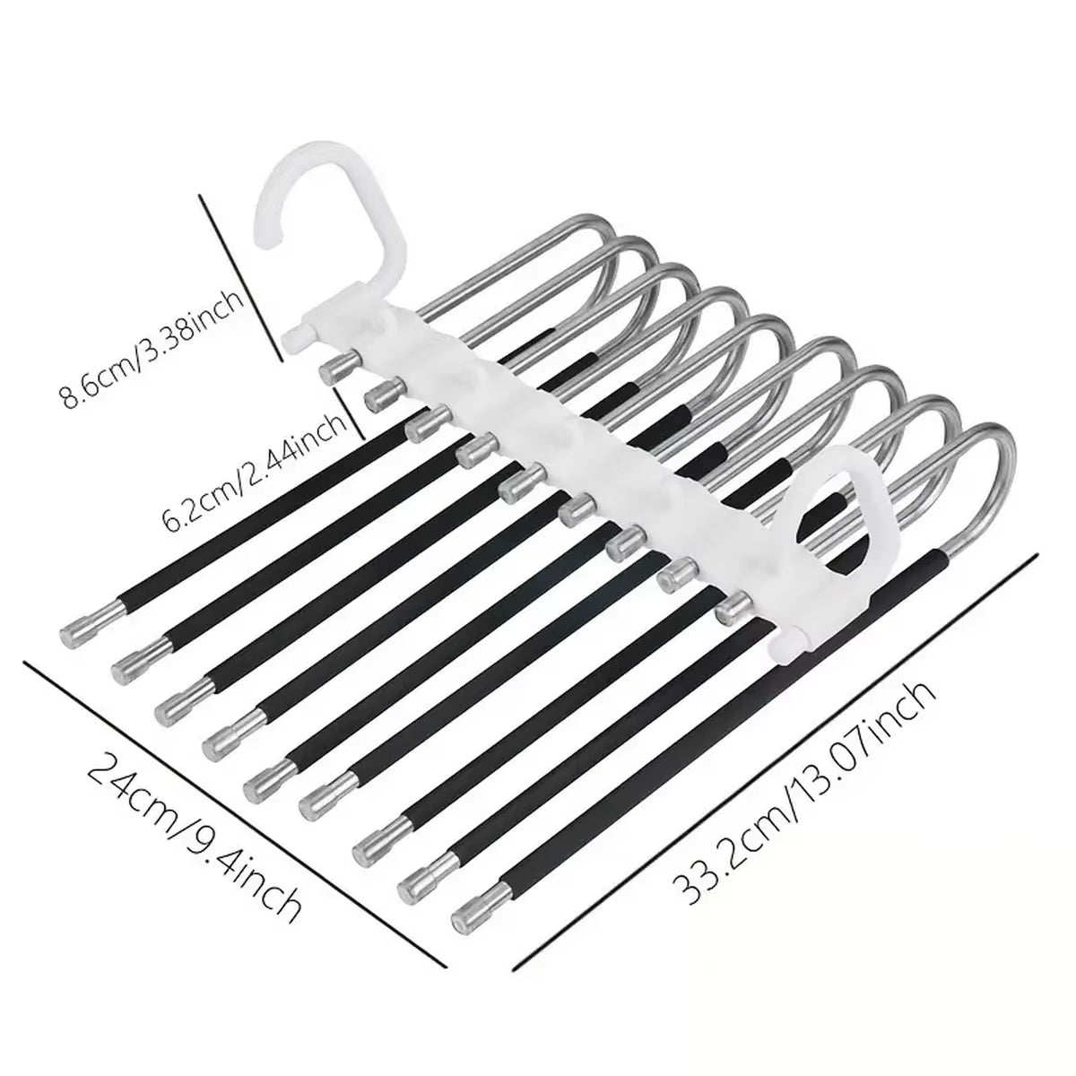 Upgrade 9 Layers Pants Hangers Space Saving, Jeans Hangers Non Slip Stainless Steel Multifunctional Rack S-Type Closet Organizer