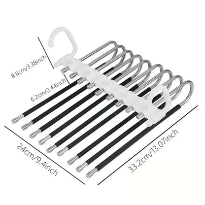 Upgrade 9 Layers Pants Hangers Space Saving, Jeans Hangers Non Slip Stainless Steel Multifunctional Rack S-Type Closet Organizer