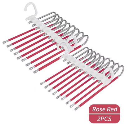 Upgrade 9 Layers Pants Hangers Space Saving, Jeans Hangers Non Slip Stainless Steel Multifunctional Rack S-Type Closet Organizer