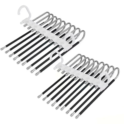 Upgrade 9 Layers Pants Hangers Space Saving, Jeans Hangers Non Slip Stainless Steel Multifunctional Rack S-Type Closet Organizer
