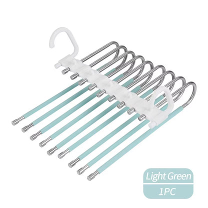 Upgrade 9 Layers Pants Hangers Space Saving, Jeans Hangers Non Slip Stainless Steel Multifunctional Rack S-Type Closet Organizer
