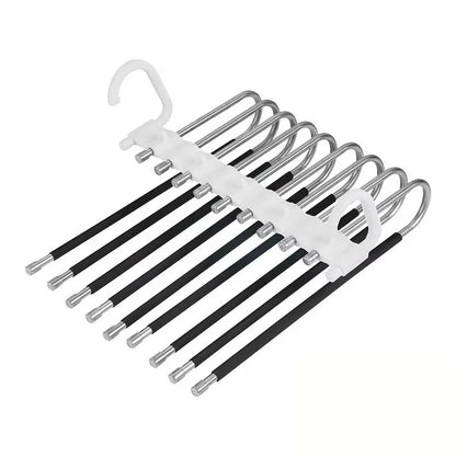Upgrade 9 Layers Pants Hangers Space Saving, Jeans Hangers Non Slip Stainless Steel Multifunctional Rack S-Type Closet Organizer
