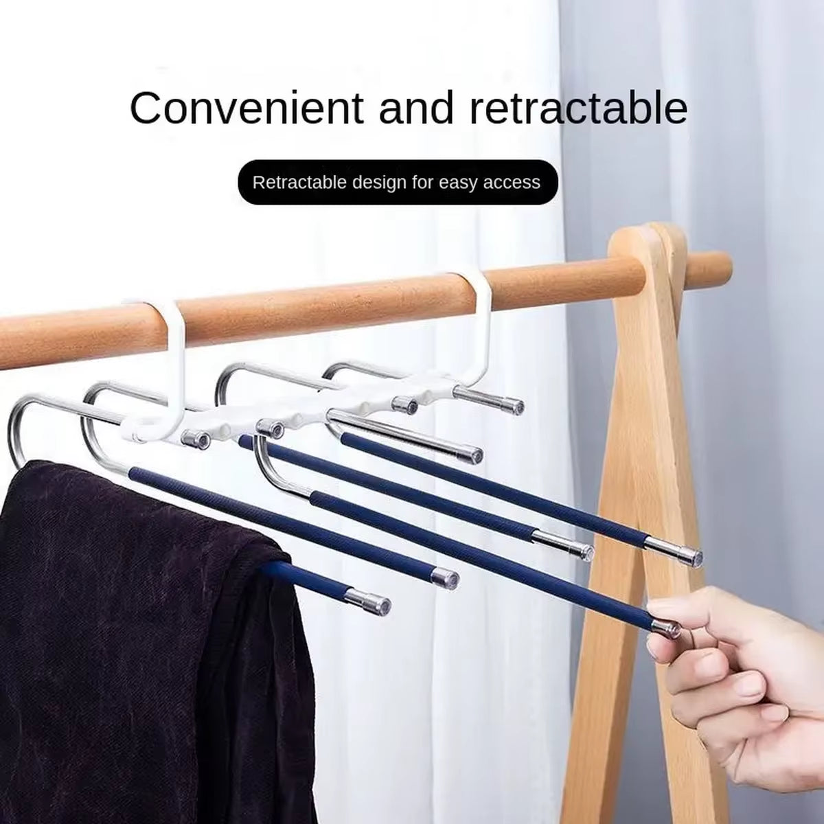 Upgrade 9 Layers Pants Hangers Space Saving, Jeans Hangers Non Slip Stainless Steel Multifunctional Rack S-Type Closet Organizer